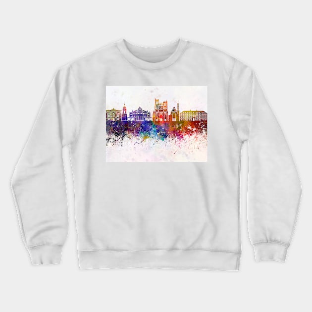 Amiens skyline in watercolor background Crewneck Sweatshirt by PaulrommerArt